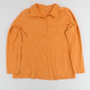 VTG 90's 5 Button Long Sleeve Polo Shirt Sz. Large Orange Cotton Shirt